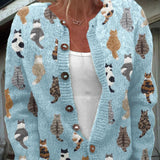 Moxley | Cardigan en maille à motif félin