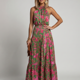 Rowen | Sukienka Midi Halter z Drapowaniem