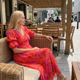 Zara | Kwiatowa Sukienka Midi z Bufiasymi Rękawami