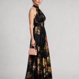 Sior | Sukienka Midi Halter w Kwiatowy Wzór
