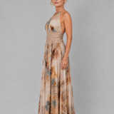 Elavenue | Sukienka Maxi Halter z Koronkową Talią