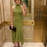 Wanda | Sukienka Midi Halter z Drapowaniem