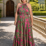 Rowen | Sukienka Midi Halter z Drapowaniem