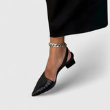 Aleksandra – Eleganckie Czółenka Slingback na Niskim Obcasie