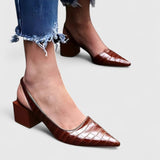 Aleksandra – Eleganckie Czółenka Slingback na Niskim Obcasie