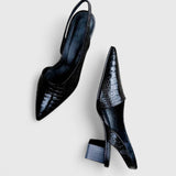 Aleksandra – Eleganckie Czółenka Slingback na Niskim Obcasie