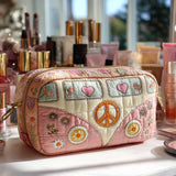 Quilted Cosmetic Bag with Pastel Van