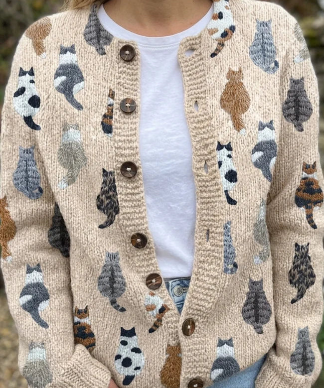 Moxley | Cardigan en maille à motif félin